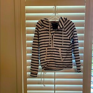 American Eagle Striped Quarter Zip Nautical Zip Hoodie